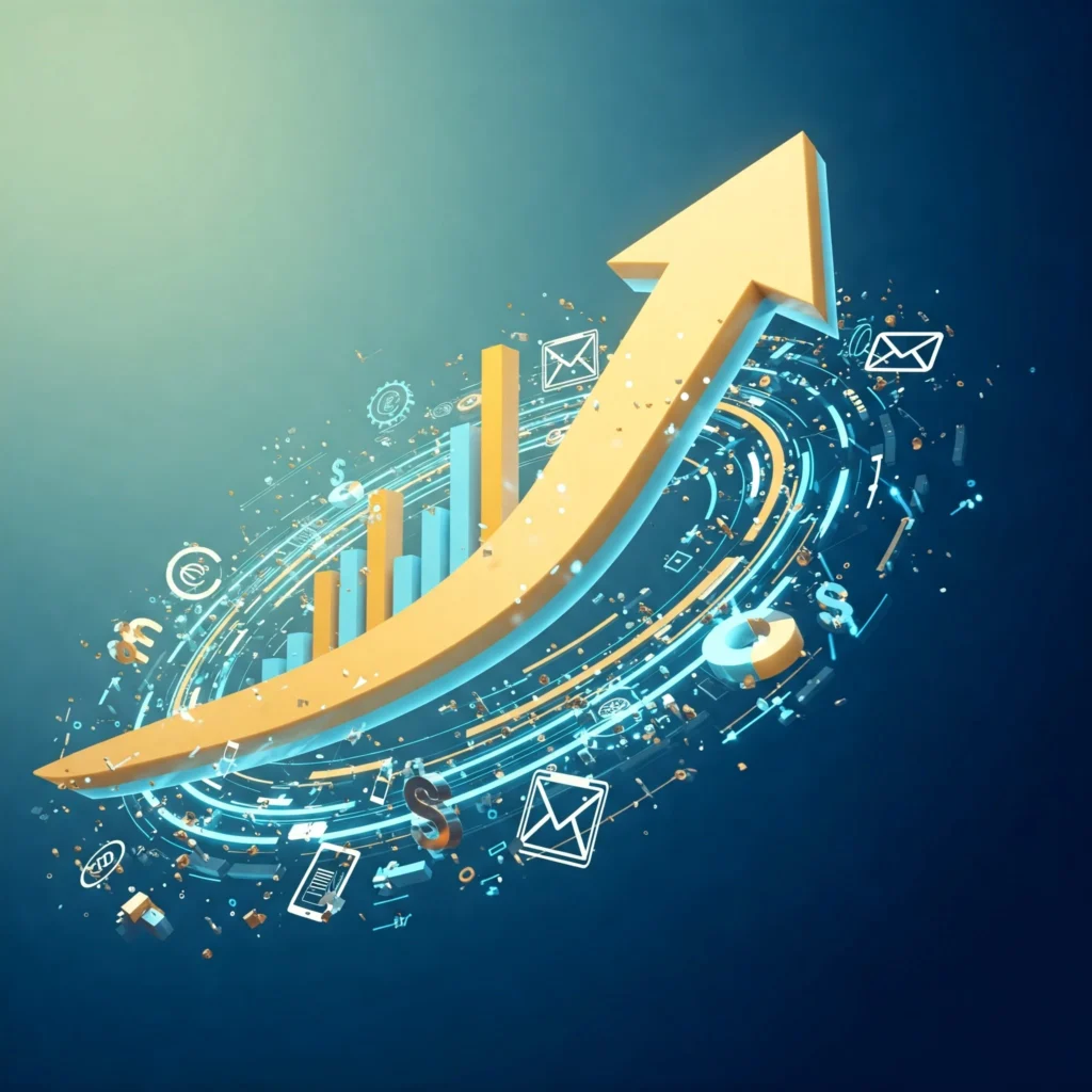 Growth chart indicating how sales funnel marketing help businesses to grow